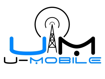 The U-Mobile logo! A simple blue and black color scheme with a signal tower.